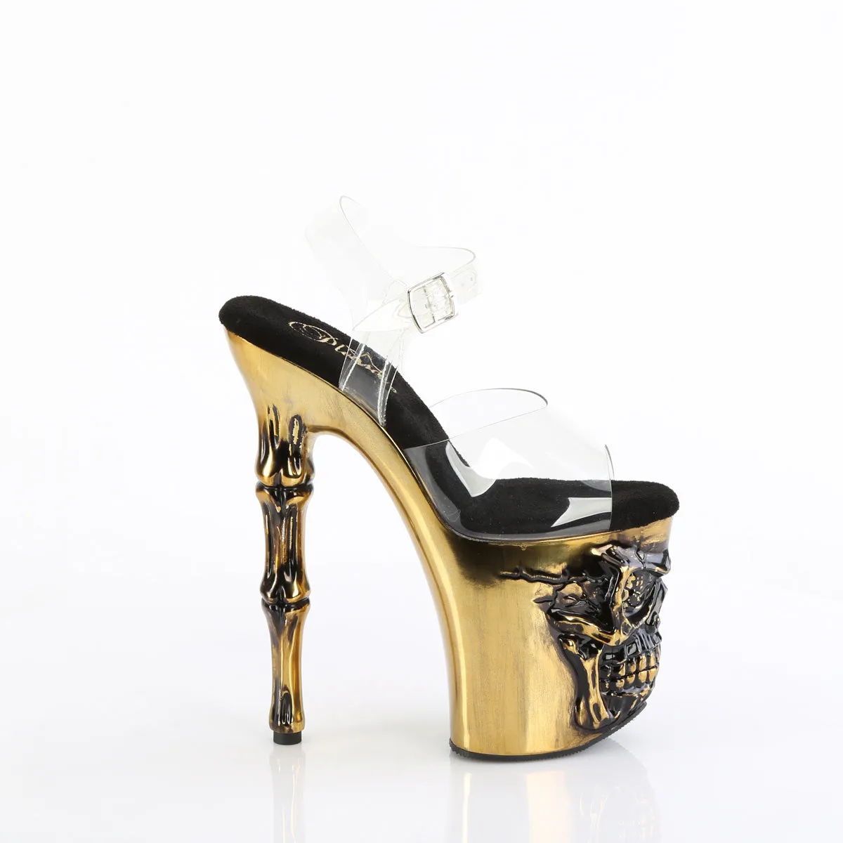 RAPTURE-808-LT Pleaser Clear/Satin Brass Chrome Sexy Platform Shoes (Pole Dancing Heels)