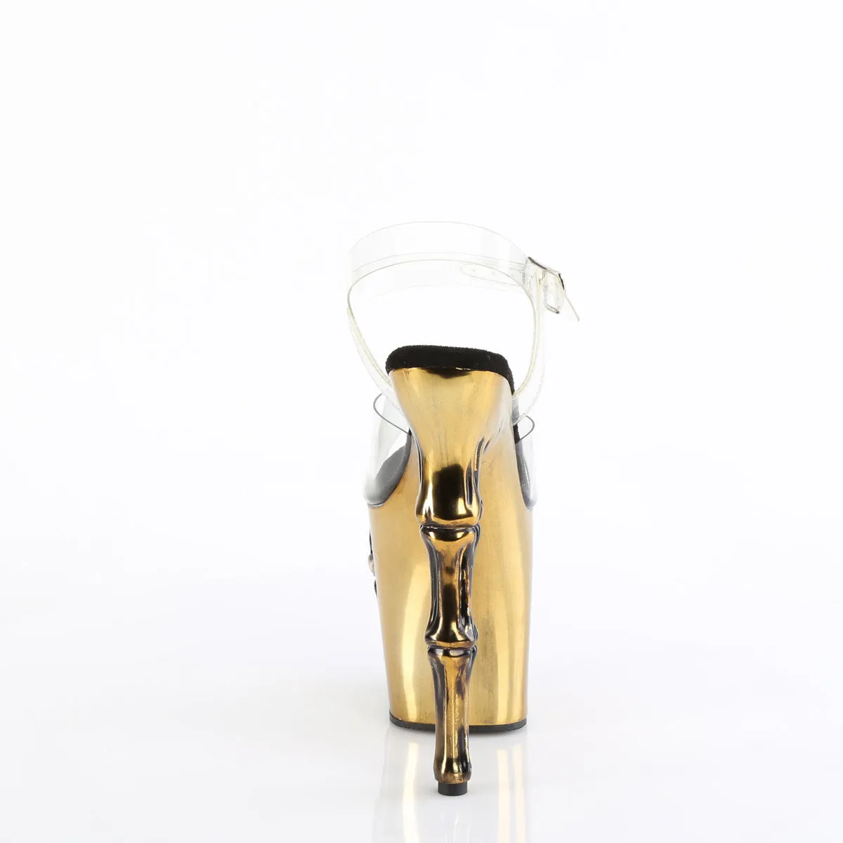 RAPTURE-808-LT Pleaser Clear/Satin Brass Chrome Sexy Platform Shoes (Pole Dancing Heels)