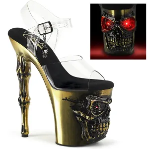 RAPTURE-808-LT Pleaser Clear/Satin Brass Chrome Sexy Platform Shoes (Pole Dancing Heels)