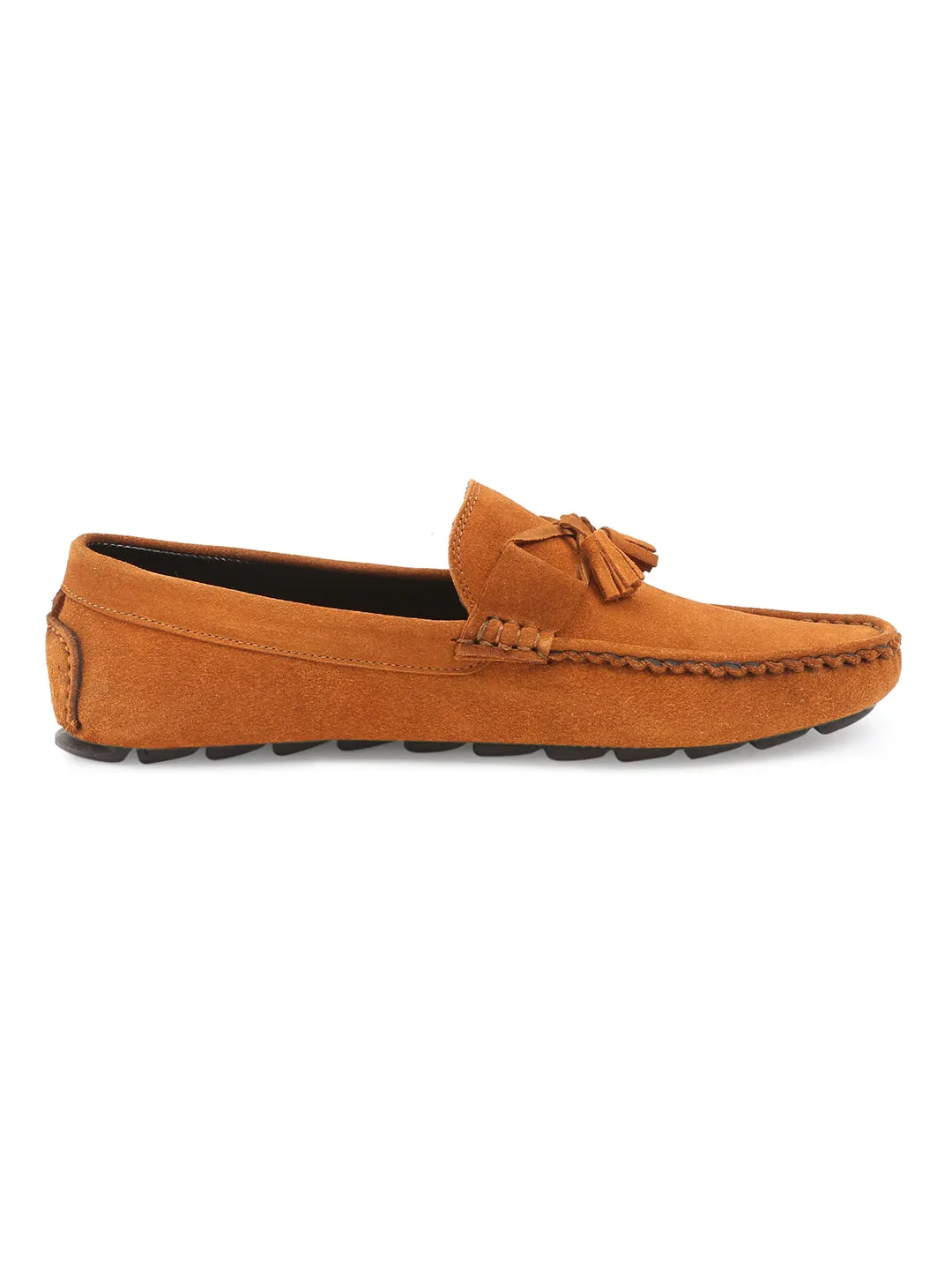 Tortilla Brown Handmade Italian Suede Leather Penny Tassel Loafers