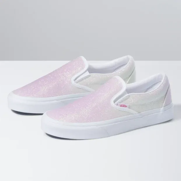 Vans Classic Slip On (UV Glitter) Pink/True White - Youth