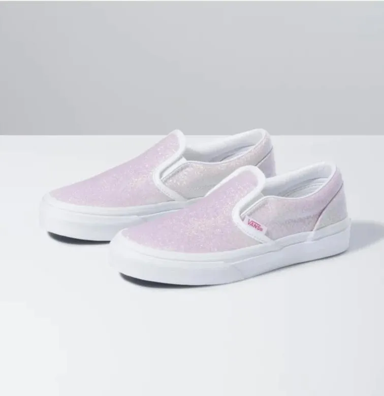 Vans Classic Slip On (UV Glitter) Pink/True White - Youth