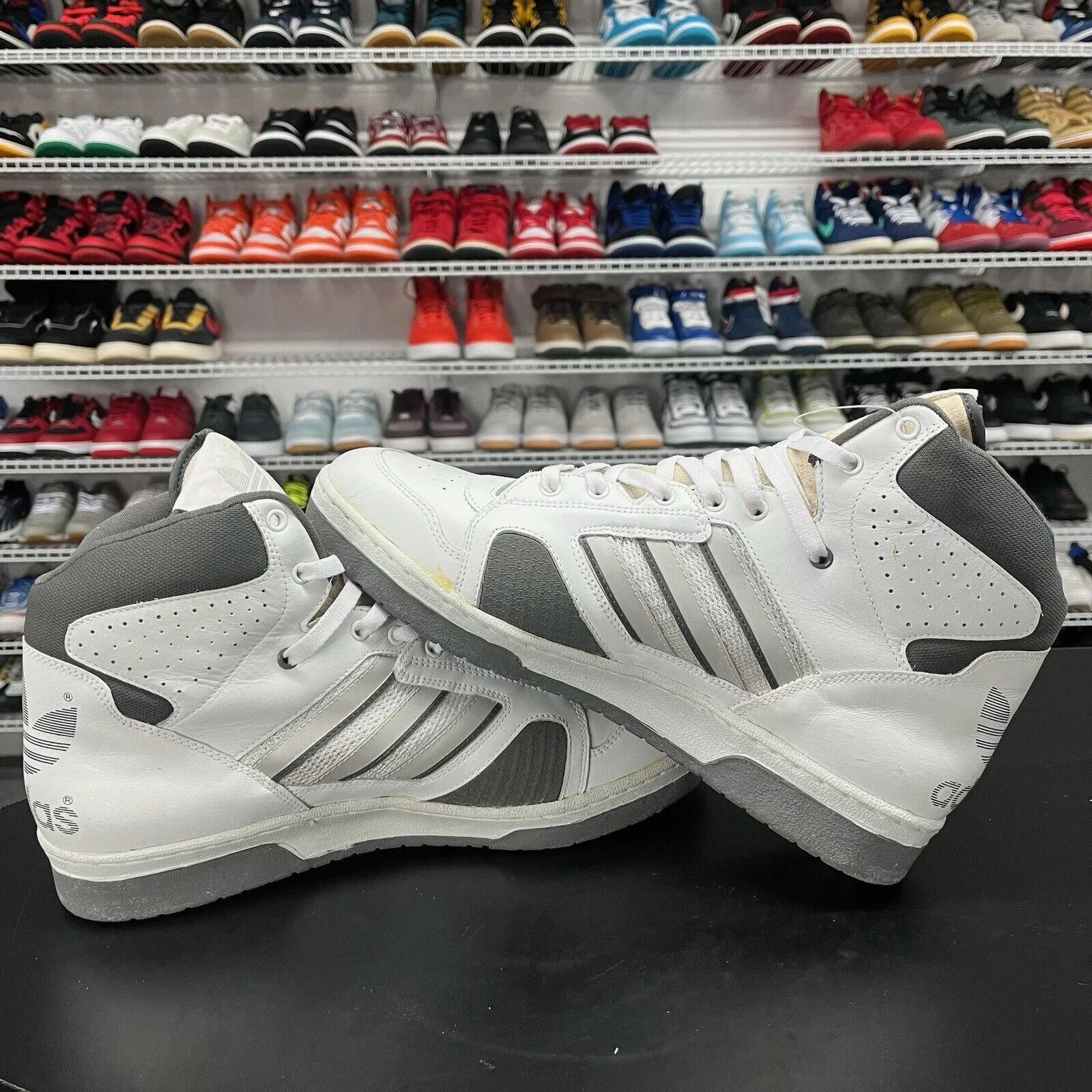 Vintage 90s Adidas Instinct High White Charcoal RARE Deadstock Men's Size 12