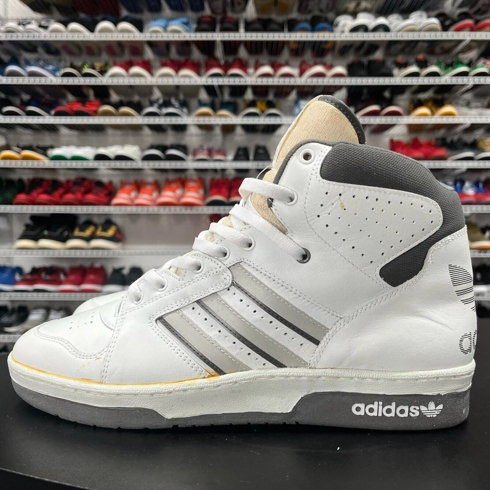 Vintage 90s Adidas Instinct High White Charcoal RARE Deadstock Men's Size 12