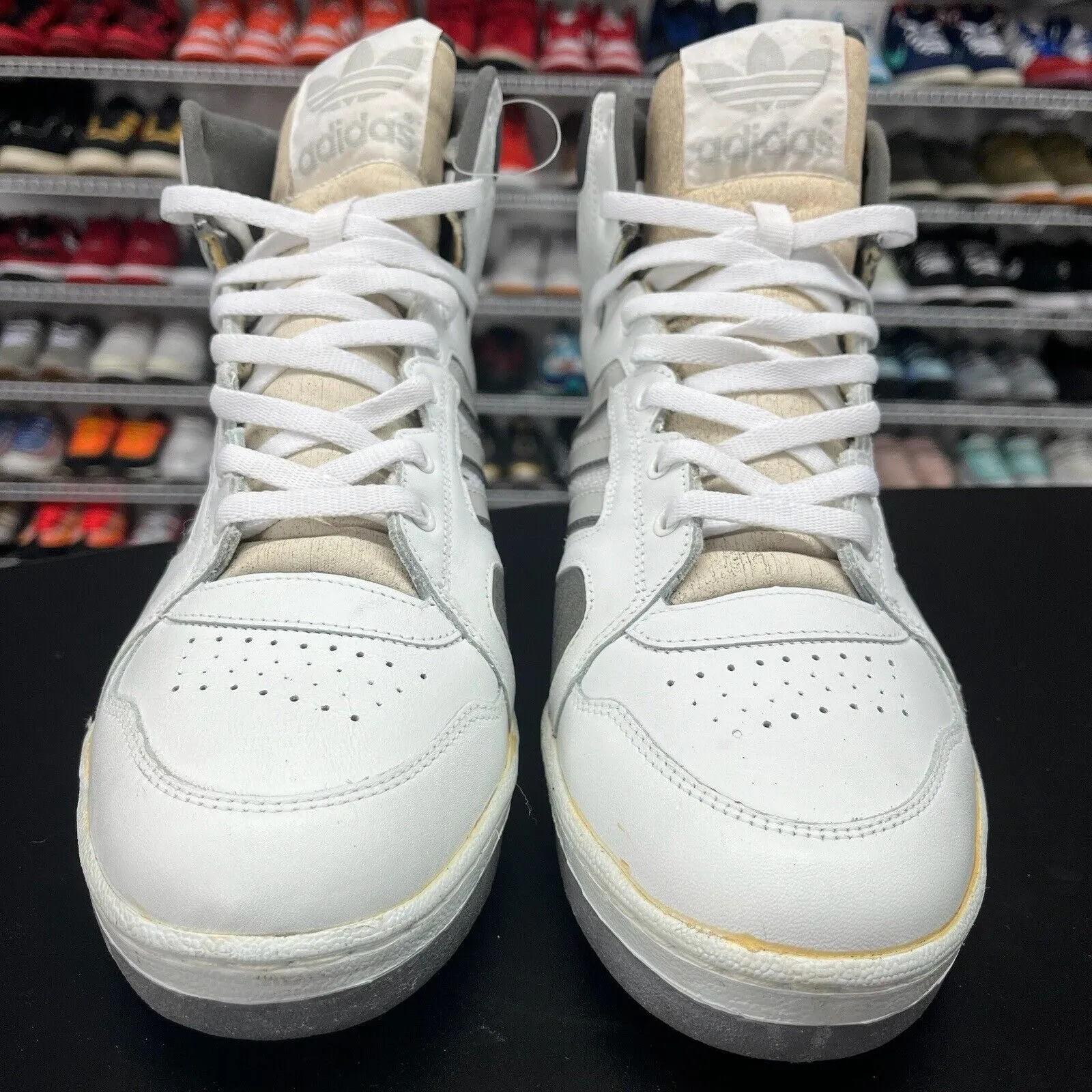 Vintage 90s Adidas Instinct High White Charcoal RARE Deadstock Men's Size 12