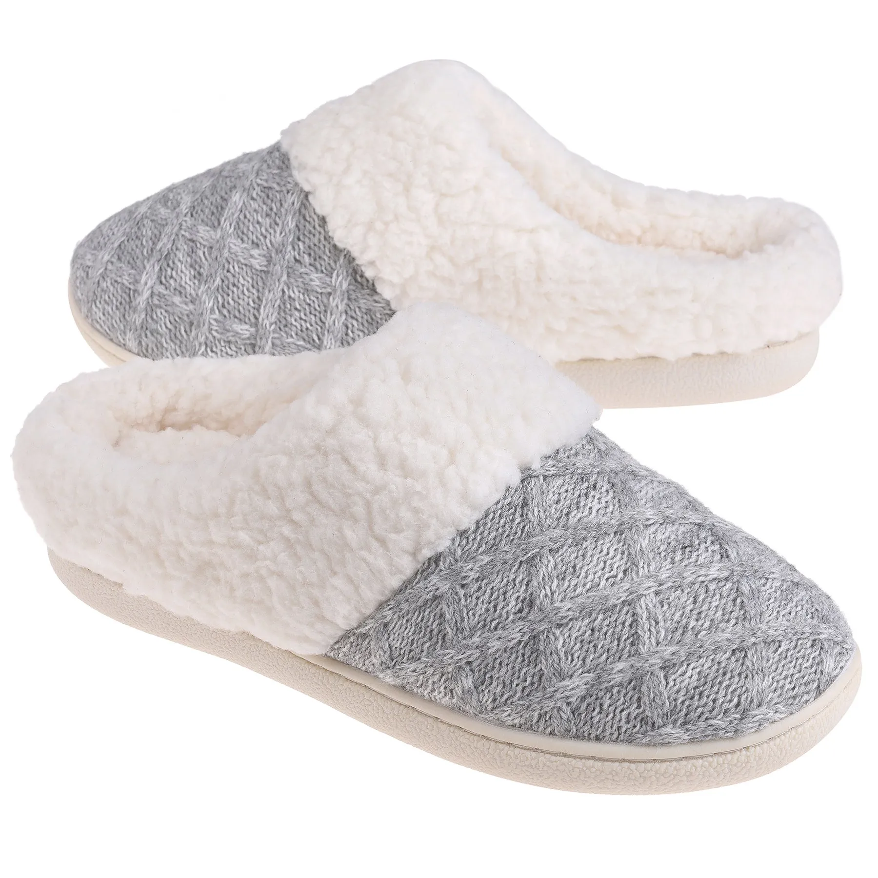 VONMAY Women's Comfy Slippers Fuzzy House Shoes Memory Foam Slip-on Indoor Outdoor