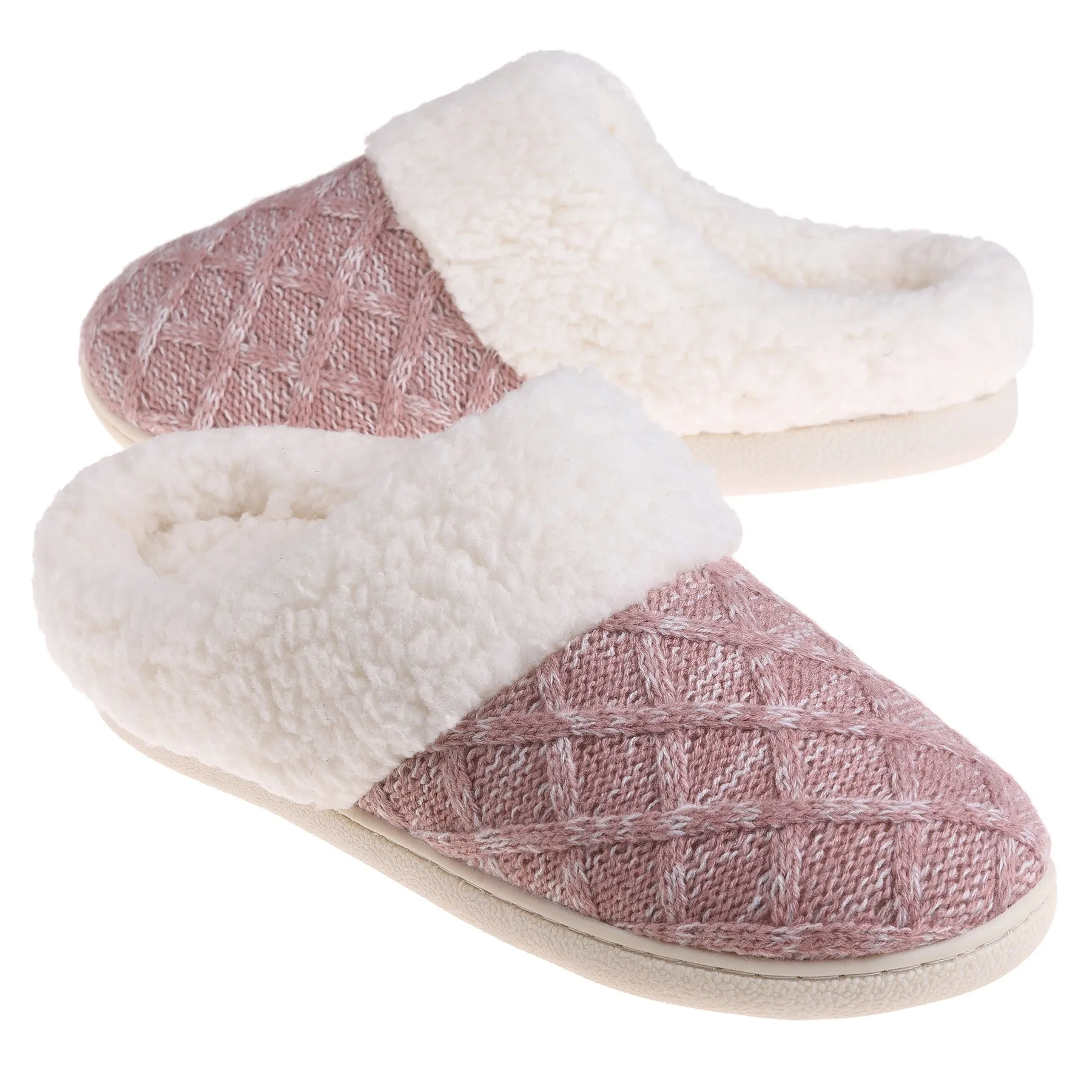VONMAY Women's Comfy Slippers Fuzzy House Shoes Memory Foam Slip-on Indoor Outdoor