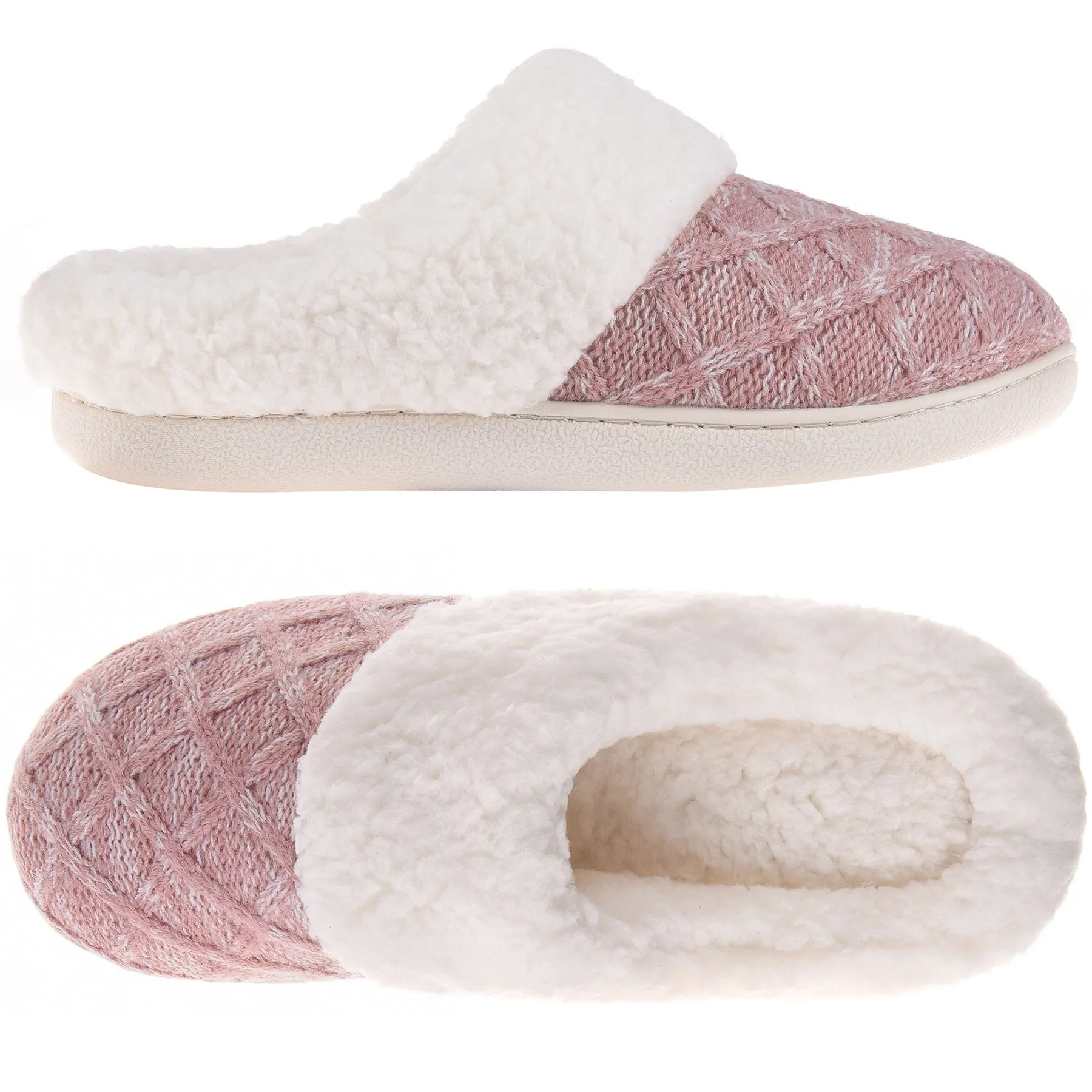 VONMAY Women's Comfy Slippers Fuzzy House Shoes Memory Foam Slip-on Indoor Outdoor