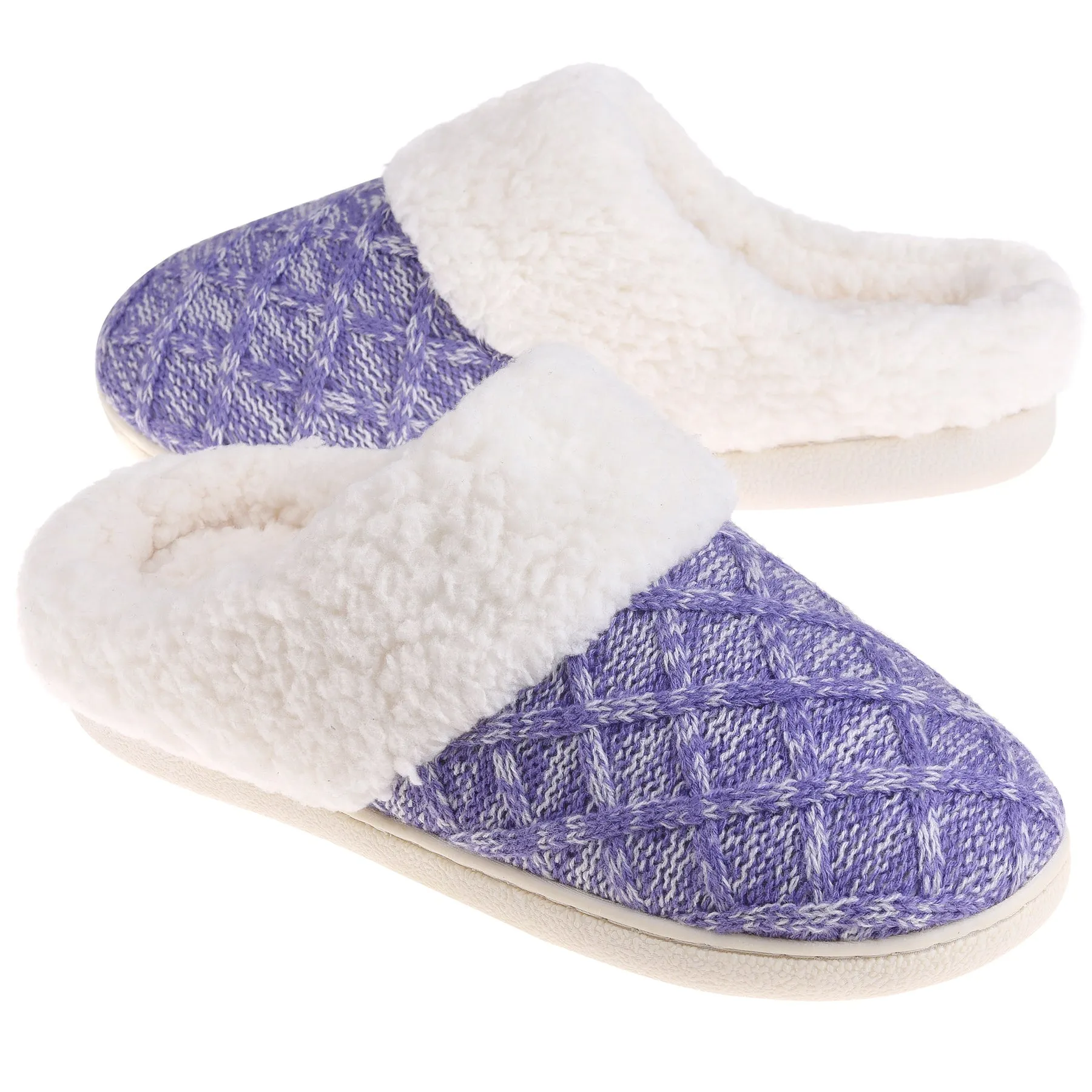 VONMAY Women's Comfy Slippers Fuzzy House Shoes Memory Foam Slip-on Indoor Outdoor