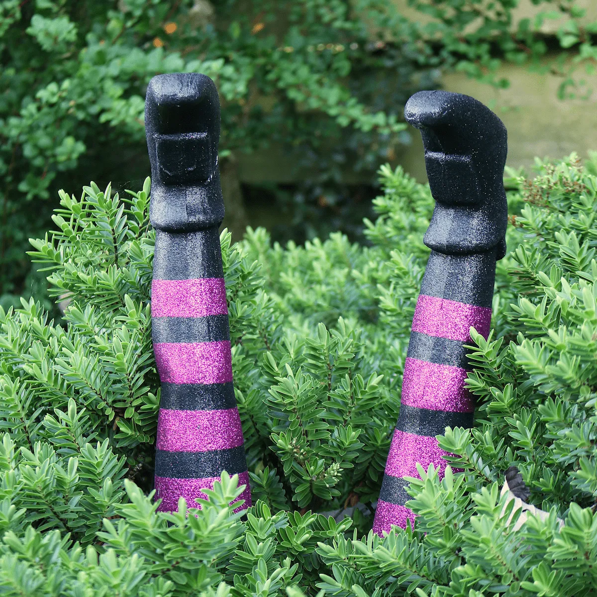 Witch Legs Halloween Decoration Purple Glitter Garden Stakes 45cm
