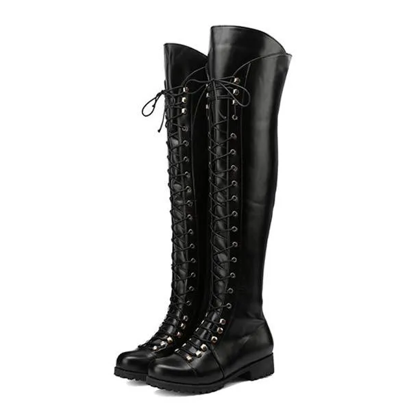 Women'S Vintage Lace Up Side Zip Boots 98949834C